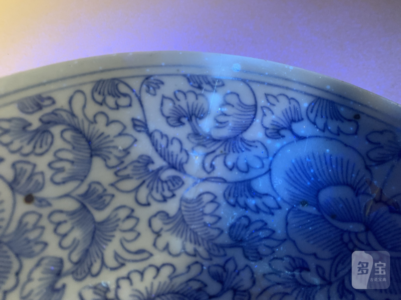 清嘉庆 青花线描缠枝花卉纹盘 - 图10